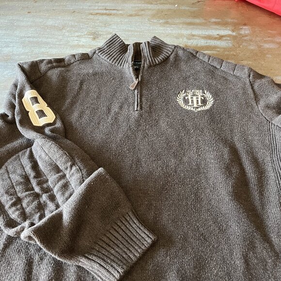 Tommy brown 1/4 zip sweater - Picture 1 of 5